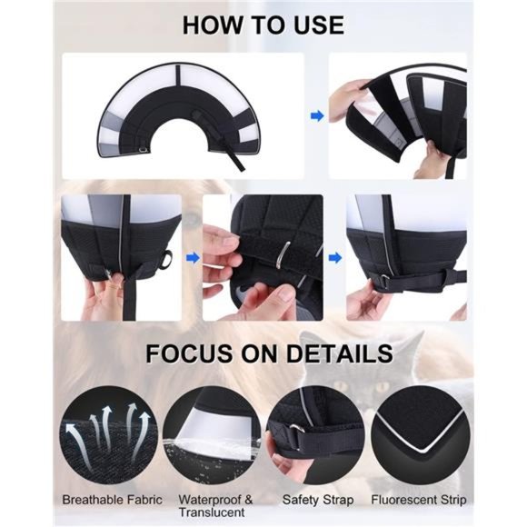 Dog Cone for Dogs After Surgery, Soft Dog Recovery Cone, Breathable (Large Dog) - Picture 6 of 6